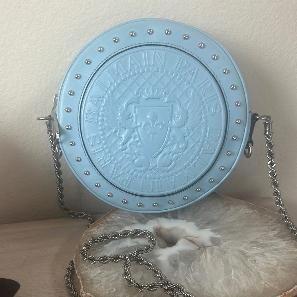 Balmain Blue Round Women's Disco Bag